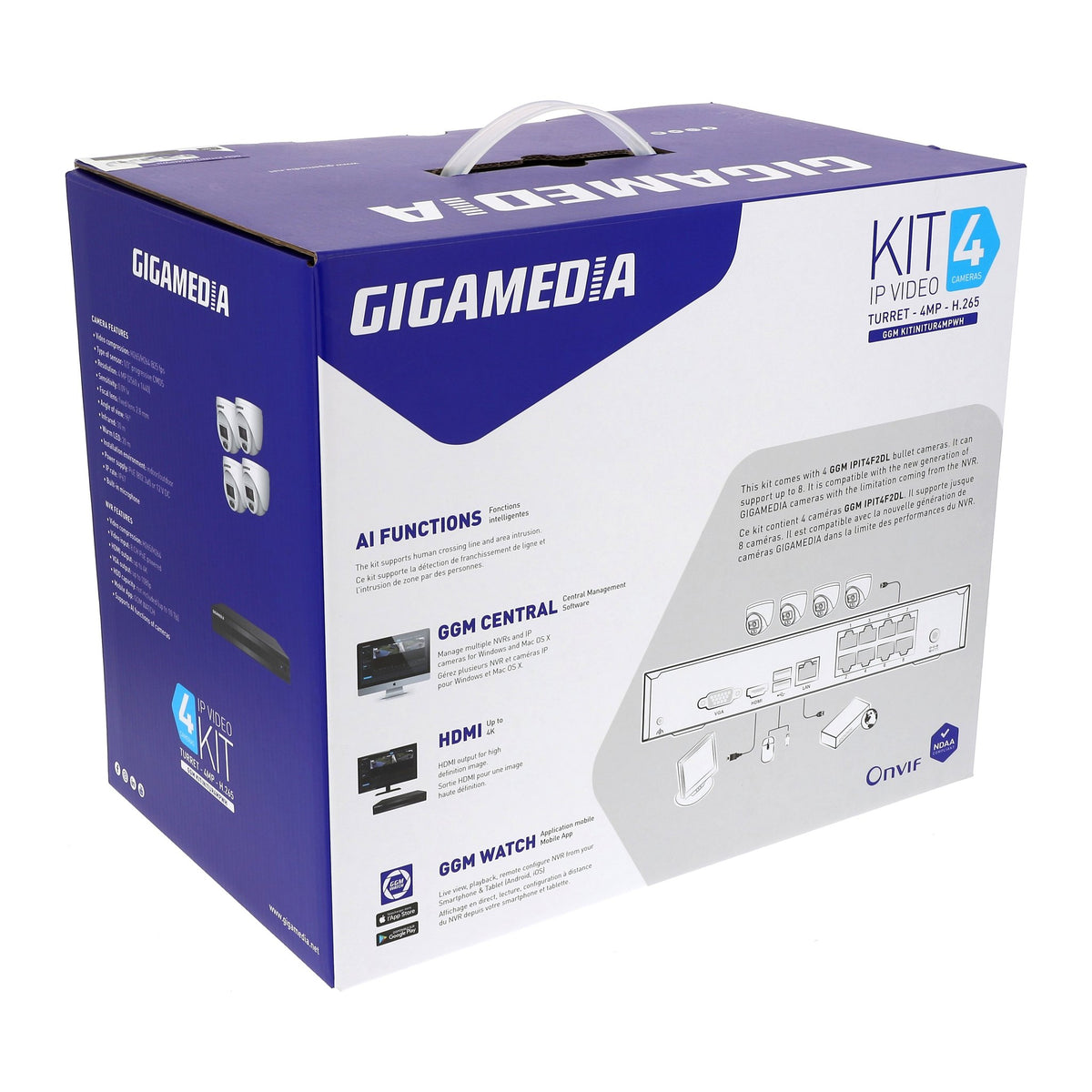 Kamerasystem 4MP PoE med 4 turretkameror och NVR – Gigamedia KITINITUR4MPWH – bild 2